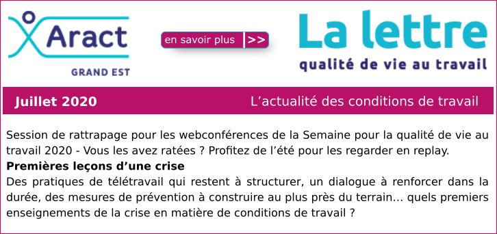 L'actualit� des conditions de travail JUILLET 2020