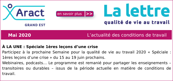 L'actualit� des conditions de travail Mai 2020