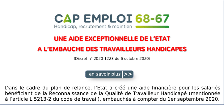 UNE AIDE EXCEPTIONNELLE DE L'ETAT A L'EMBAUCHE DES TRAVAILLEURS HANDICAPES