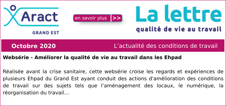 L'Actualit� des conditions de travail en Grand Est - Octobre 2020