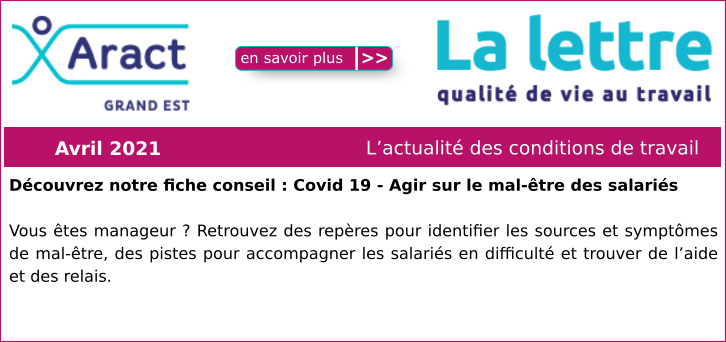 Actualit� des conditions de travail en Grand Est : avril 2021