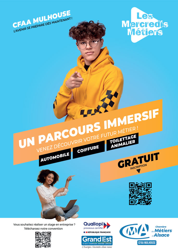 PLACES DISPONIBLES-LES MERCREDIS METIERS DU CFAA MULHOUSE