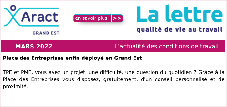 Actualit� des conditions de travail en Grand Est : MARS 2022