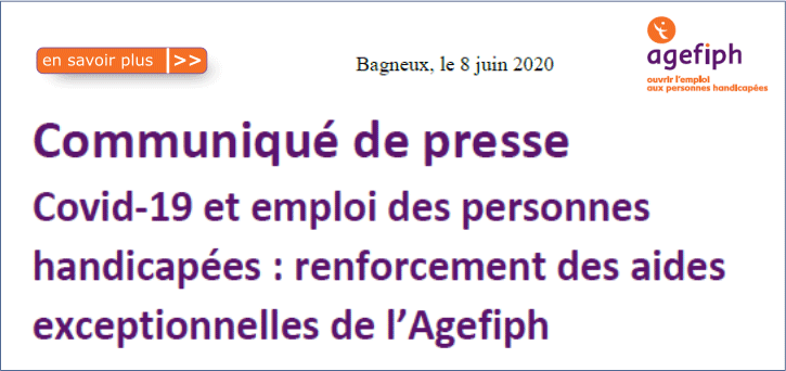 Communiqu� de presse Agefiph renforcement mesures exceptionnelles