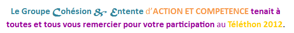 Action et Comp�tence : remerciements TELETHON 2012