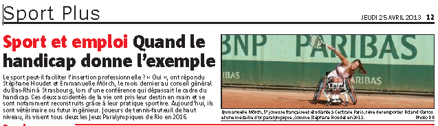 Action et Comp�tence Alsace, Sport et emploi Quand le handicap donne l'exemple