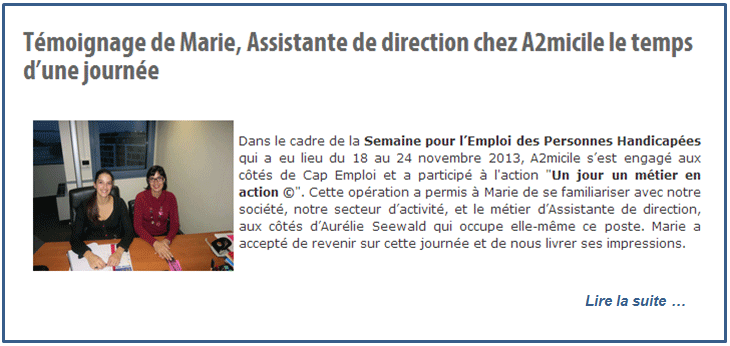 Action et Comp�tence : Un jour un m�tier en action �, Un dispositif pour l'emploi des personnes handicap�es