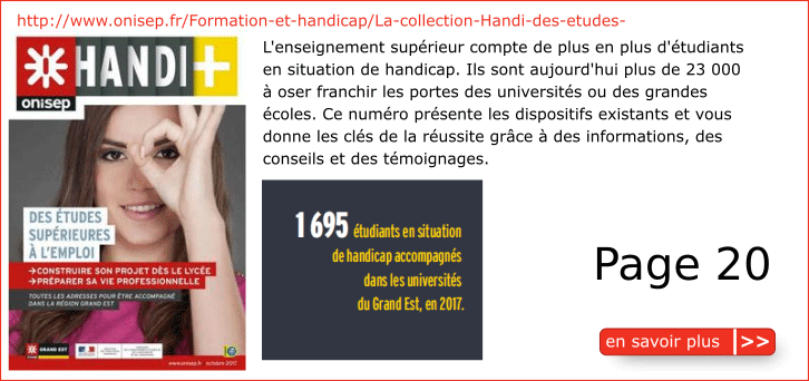 La collection Handi + : des �tudes sup�rieures � l'emploi - r�gion Grand Est